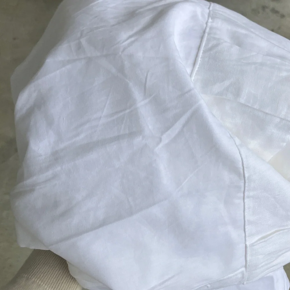 Quince 48” x 108” White European Linen Light Filtering Curtain Panel